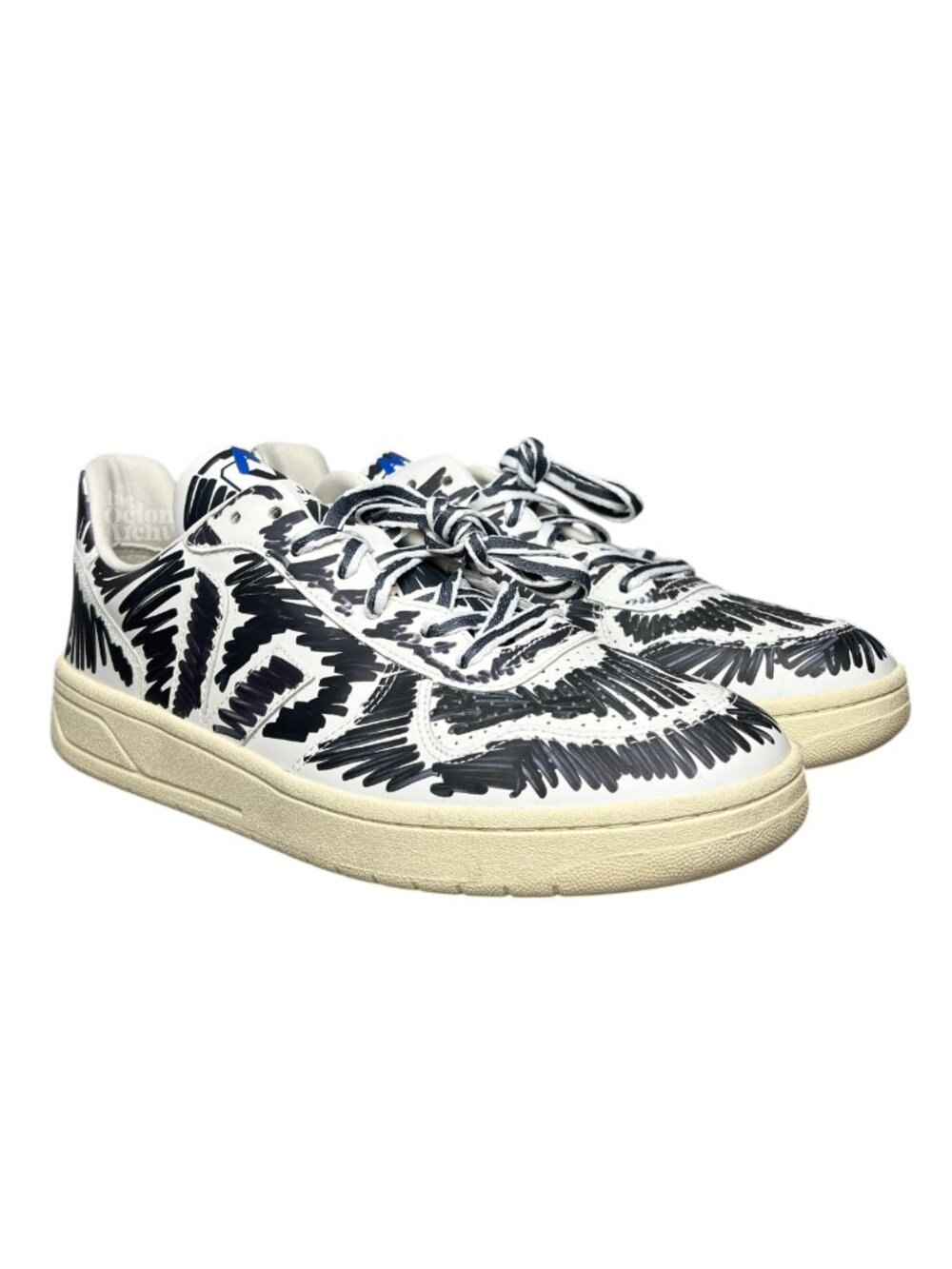 Size 45 Veja x Marni V-10 Leather 'Full Black - Scribble' VX0203067A Pre-Owned